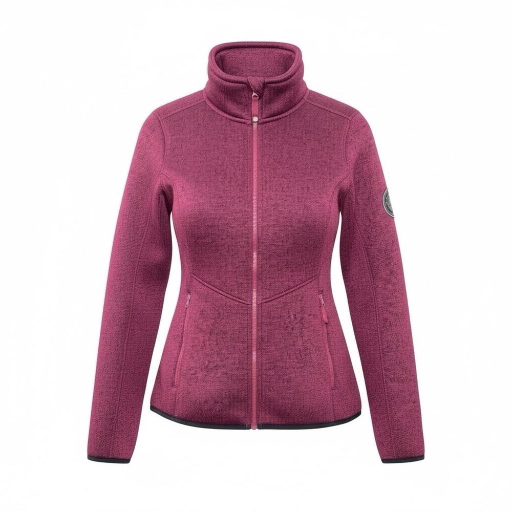 Ascend Womens S Full-Zip Fleece Jacket Sweater Knit Wine Burgundy Hiking Outdoor